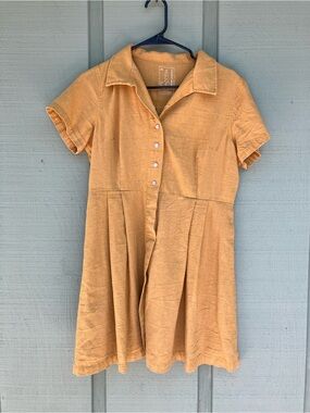 Short-Sleeve Shirt Mini Dress in Mustard Yellow